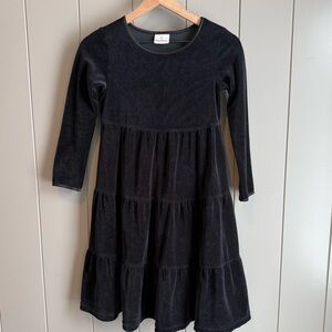 Hanna Andersson Girls Black Velvet Tiered Dress Size 130 / 8